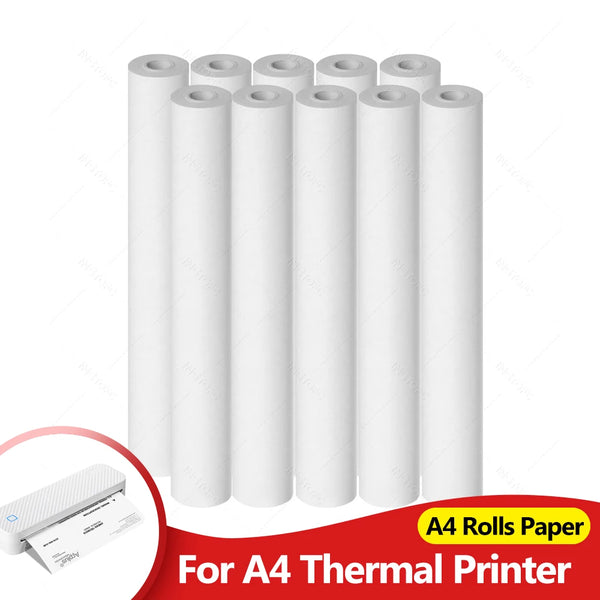 Dix rouleaux de papier thermique A4 debout, pour imprimante thermique A4