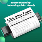 Formulaire « Checklist Form » imprimé sortant de l'imprimante A4 noire, texte parfaitement lisible