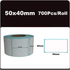 Rouleau d'étiquettes thermiques blanches 50 x 40 mm, 700 étiquettes par rouleau, avec schéma coté