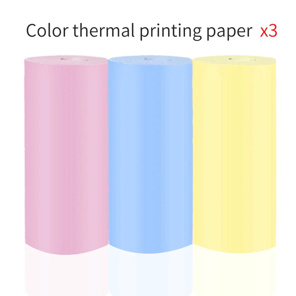 Pack Découverte : trois rouleaux de papier thermique 57 mm rose, bleu et jaune