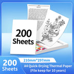 Pile de 200 feuilles de papier thermique A4 de 210 x 297 mm, dont un dessin floral imprimé