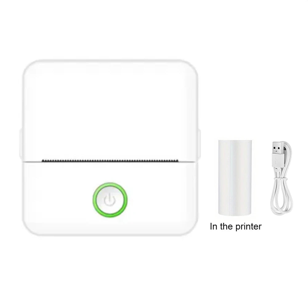 Imprimante thermique photo poche coloris blanc, livrée avec un rouleau de papier 57 mm et son câble USB