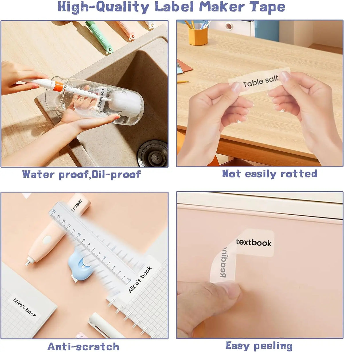 Quatre qualités démontrées : imperméable et anti-huile sous l'eau, ne se déchire pas, anti-rayures, décollage facile