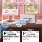 Comparatif d'impression Ours contre Others sur deux étiquettes Priority Mail, 150 mm/s et 203 DPI