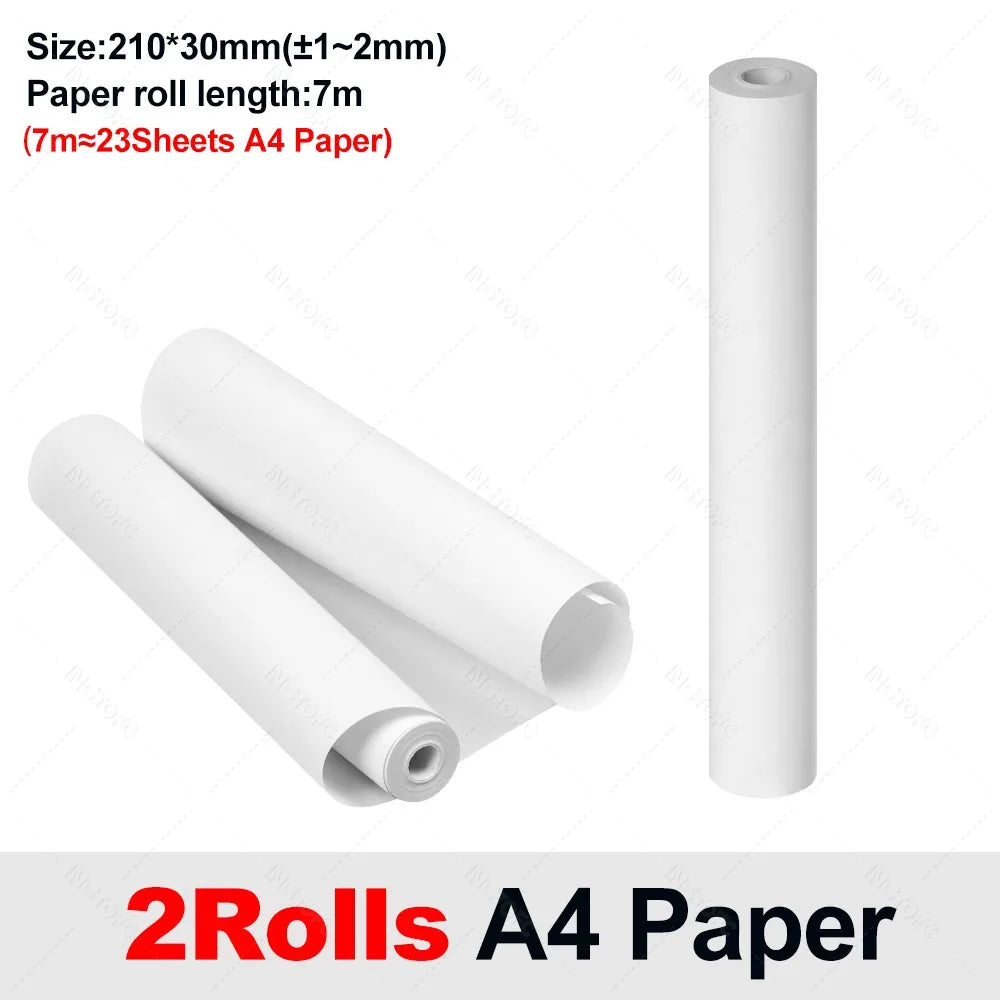 Pack de 2 rouleaux de papier thermique A4 de 210 mm, 7 mètres par rouleau soit environ 23 feuilles