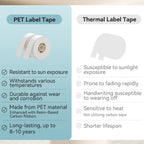 Comparatif bande PET contre bande thermique : tenue au soleil, aux températures et durée de vie de 8 à 10 ans