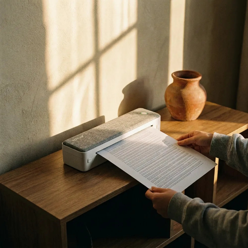 Impression d'une page au séjour à la golden hour avec l'imprimante A4 design