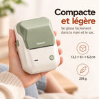 Imprimante thermique portable compacte et légère en main : 13,2 × 9,1 × 6,2 cm, 293 g